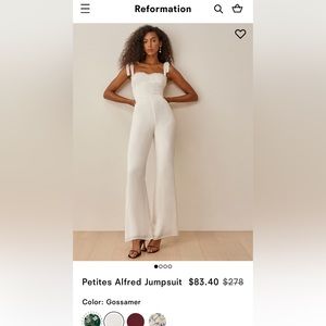 Reformation petites Alfred jumpsuit in gossamer in 0P. NWT in original packaging